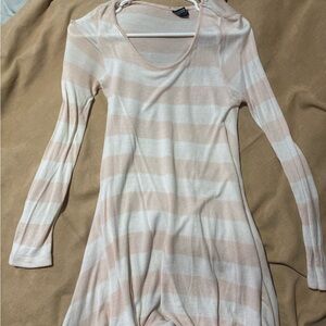 H&M Pink and White Striped Long Sleeve Dress